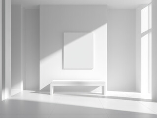 Empty space of a white gallery with mockup.