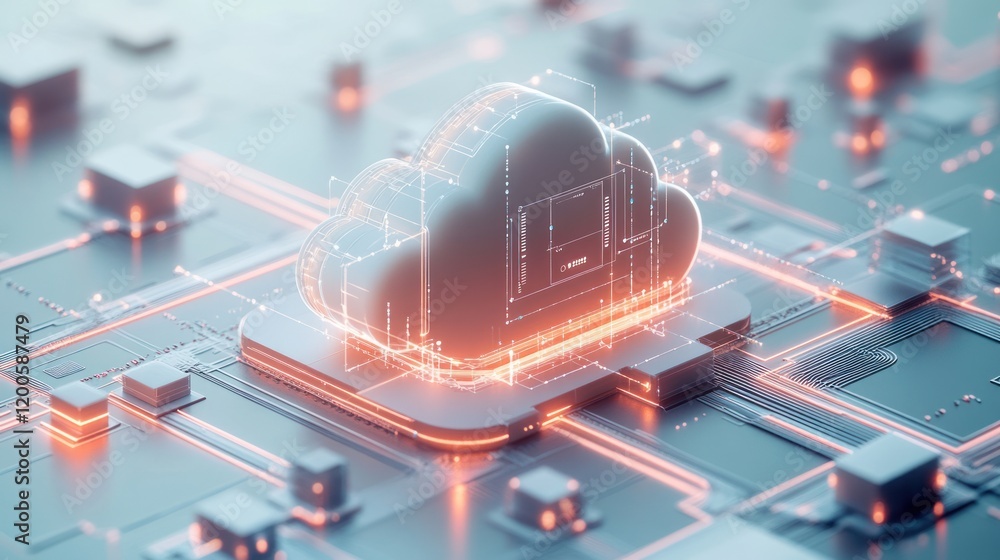 Poster cloud computing server infrastructure concept.
