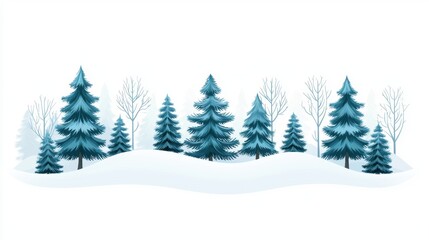 Serene winter landscape with fir trees snow and fog