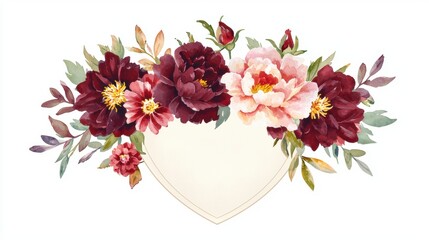 Elegant floral watercolor peonies composition for invitations