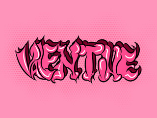 Valentine background, Hand lettering, calligraphy, pink color, halftone dots vector 