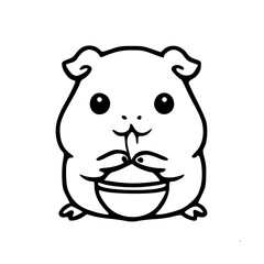 Fototapeta premium Cartoon of Guinea Pig, Black & White