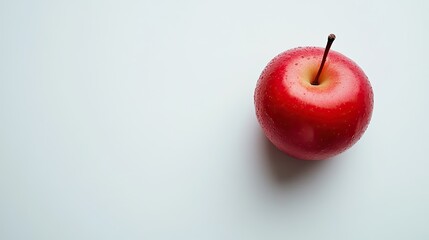 Single red apple on white background, studio shot, healthy food concept, website banner