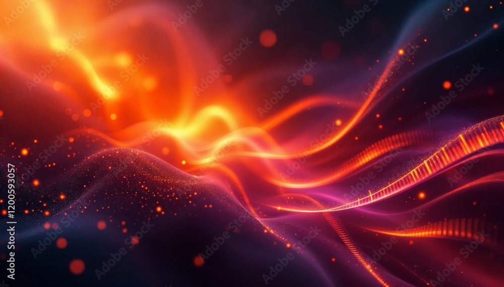 Poster abstract background with flowing lines and glowing particles. concept of energy, movement, and dynam