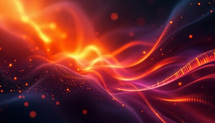 Fototapeta premium Abstract background with flowing lines and glowing particles. Concept of energy, movement, and dynamism.