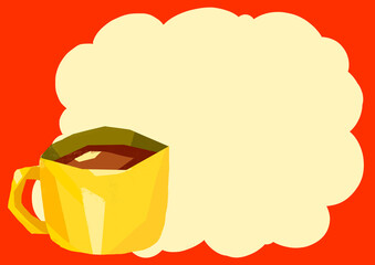 黄色のマグカップと吹き出し