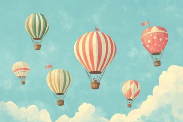 Colorful Hot Air Balloons Soaring Through a Sky