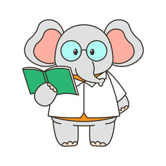 Chemistry Lab Animal Mascot Elephant Holding Book