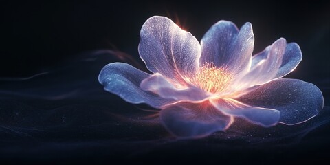 Obraz premium Luminous Flower Glowing In Dark Background