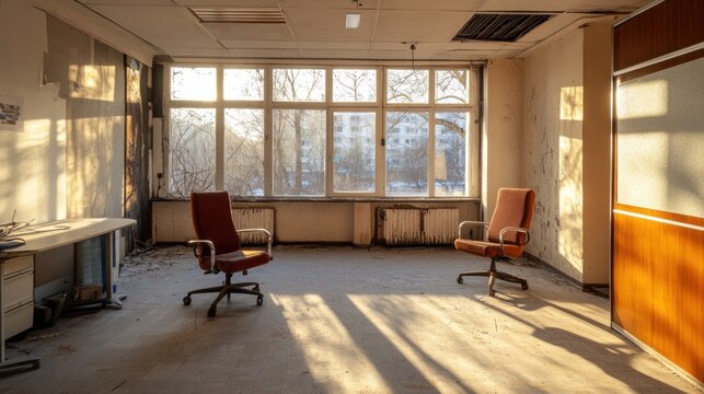 Abandoned Office Space Sunlit Room