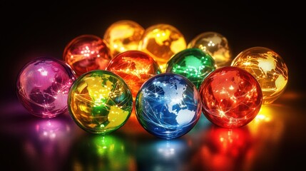 Global Network: Illuminated Earth Globes Representing Interconnectedness