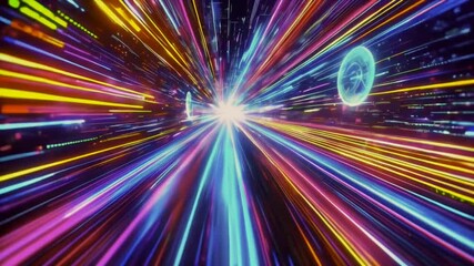 colorful streaks and a central light point. The colors are vivid, suggesting a high energy or motion theme animation loop