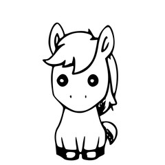Cartoon of Horse, Black & White