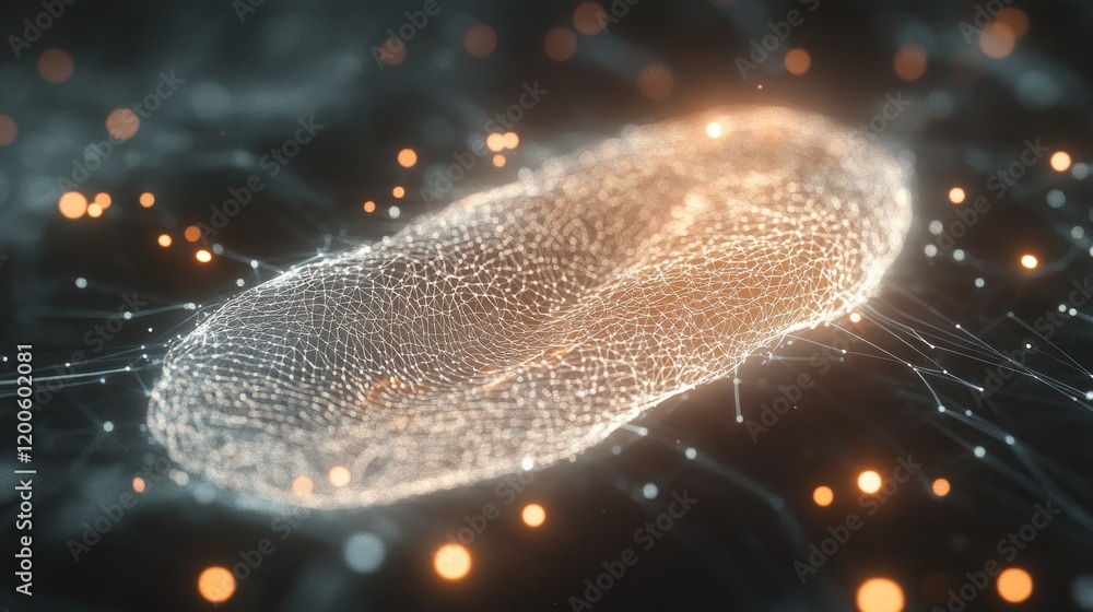 Poster abstract digital network: glowing mesh structure