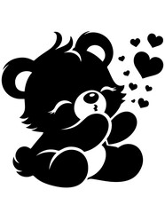 Fototapeta premium Baby Bear SVG, Bear Vector, Cute Baby Animal Svg, Baby Bear Silhouette, Teddy Bear Clipart, Birthday Svg, Valentine’s Day SVG, Anniversary Svg
