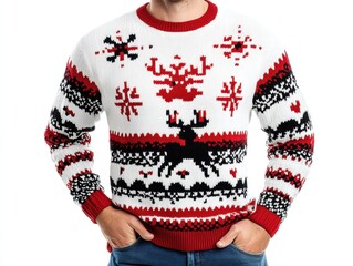 Cozy Traditional Fair Isle Sweater with Snowflakes