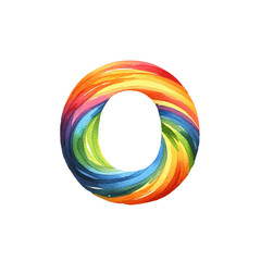 A vibrant, circular shape featuring a swirling blend of rainbow colors, creating a dynamic and eye-catching design.