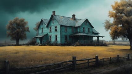 Abandoned Farmhouse on a Cloudy Day