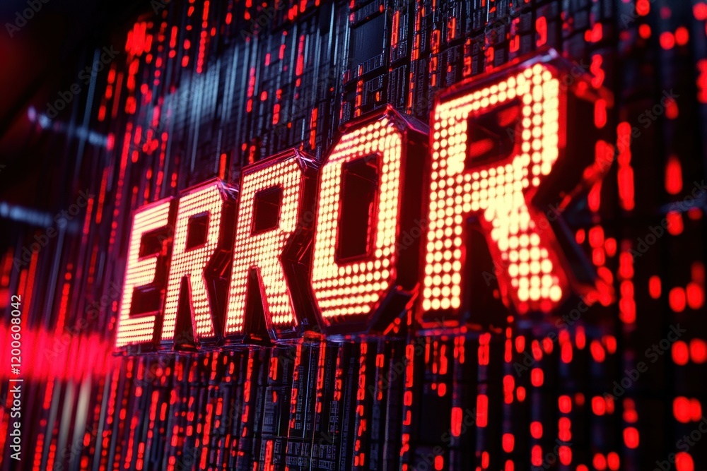 Poster error alert concept in digital environment technology context dark background viewpoint for enhanced