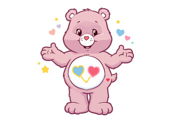 Care bear clip art. A cute and colorful illustration of Love-A-Lot Bear, a beloved Care Bear character known for spreading love and friendship.