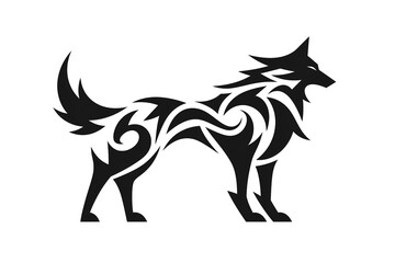 トライバルデザイン風の狼