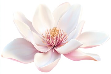 Naklejka premium White magnolia blossom, isolated, studio shot, spring bloom, design element.