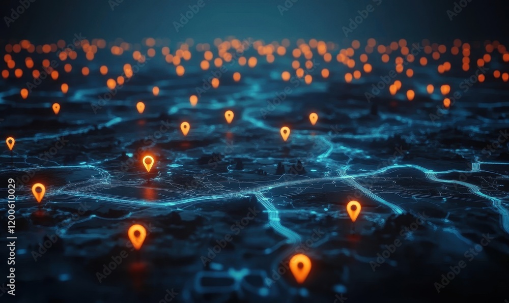 Poster the concept of geolocation data visualization digital landscape technology environment aerial view