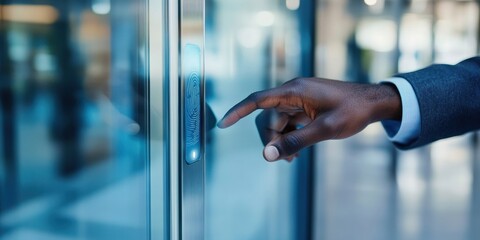 Innovative access control technology modern office image indoor environment close-up view concept of security solutions