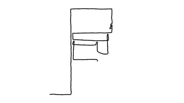 Continue line animation of woman showed an money machine