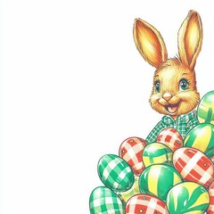 easter eggs with painted designs on a white background, celebrating the holiday and spring season