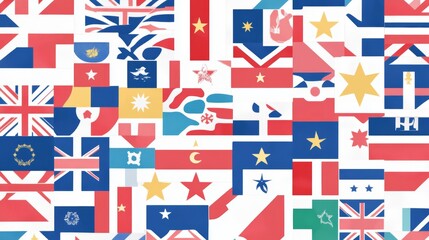 Fototapeta premium Abstract Collage of Flags Pacific Ocean Island Nations