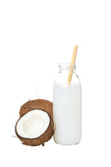 PNG, coconut milk in a bottle, isolated on white background.