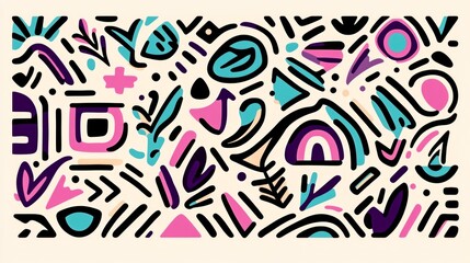 Fototapeta premium Abstract Colorful Doodle Pattern Design