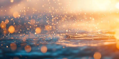 Blurry Ocean Horizon at Golden Hour