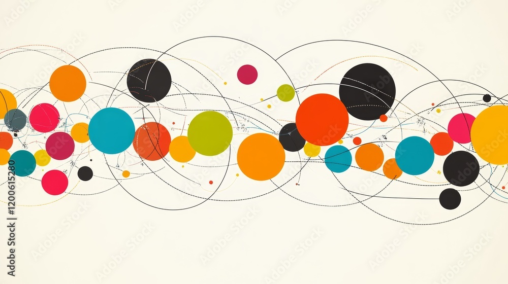 Poster abstract colorful network of interconnected circles