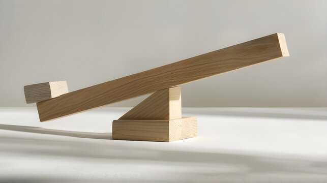 Minimalistic Representation of a Wooden Lever Mechanism Demonstrating Basic Physics Principles