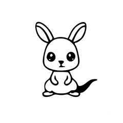 Cartoon of Kangaroo, Black & White