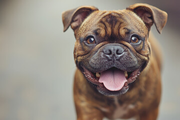 Brown dog with tongue out playful canine portrait happy pet outdoor fun animal expression joyful dog dog in nature pet photography cute dog loyal companion dog enthusiast