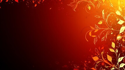 Abstract Red and Gold Floral Design Background