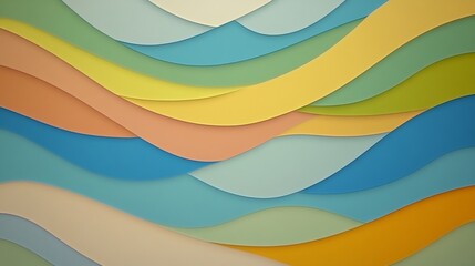 Abstract Colorful Waves Papercut Design