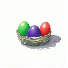 Naklejka premium colorful easter eggs in green grass with yellow decorations celebrating the holiday season in a vibrant spring setting