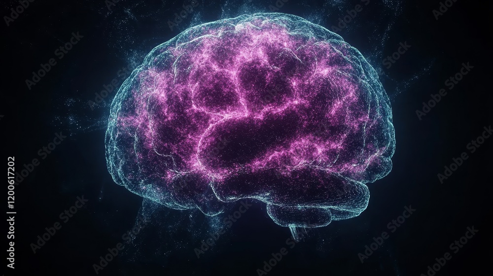 Poster abstract digital brain neural network visualization