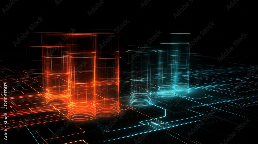 Poster abstract digital data visualization columns