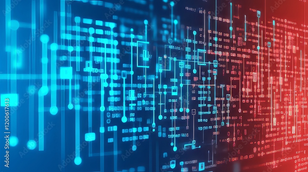 Poster abstract digital network data flow visualization