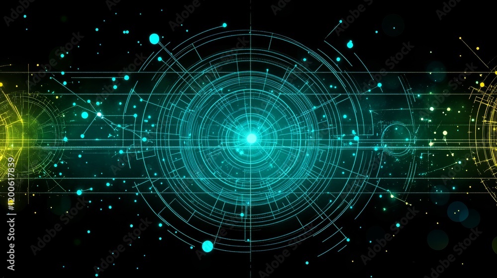 Poster abstract digital network system visualization