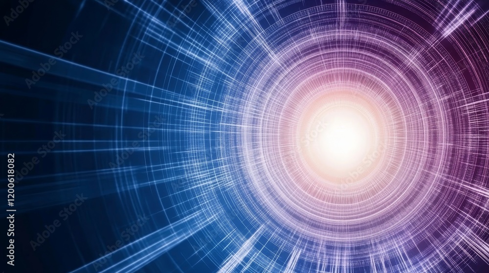 Poster abstract digital tunnel of light and data streams