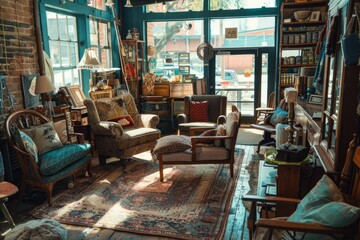 Pixel Perfect Image of Bustling Thrift Shop with PreLoved Furniture