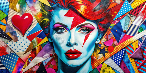 Retro pop art digital collage, element set on white background © Irin