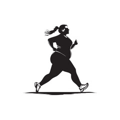 Fototapeta premium silhouette of a fat women running