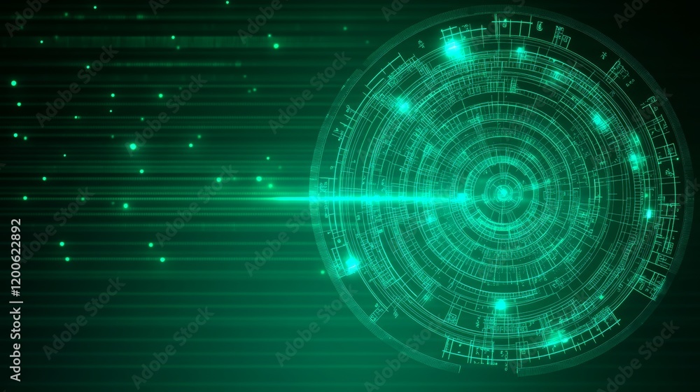 Aufkleber abstract green technology circular data network